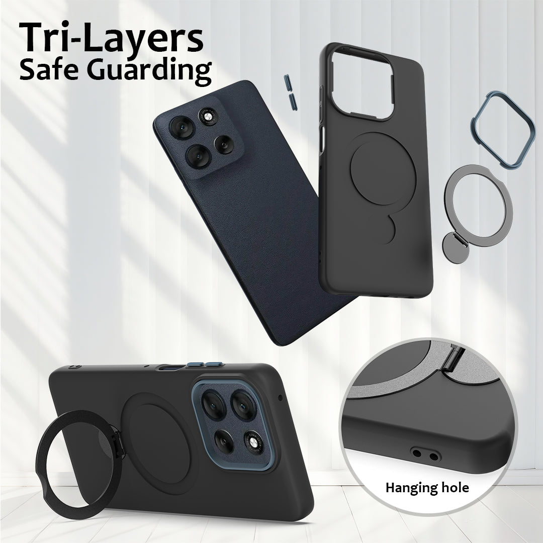 Til Motorola Edge 60 Neo 5G / Edge 50 Neo 5G / Moto S50 5G / ThinkPhone 25 5G Magnetisk cover Roterende ringstativ TPU + PC Bagcover
