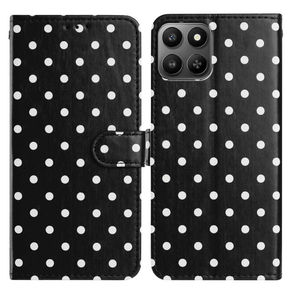 For Honor X7d 5G / Honor 400 Smart 5G Leather Case Polka Dot Pattern Wallet Stand Folio Phone Cover