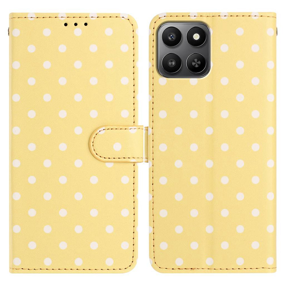 For Honor X7d 5G / Honor 400 Smart 5G Leather Case Polka Dot Pattern Wallet Stand Folio Phone Cover