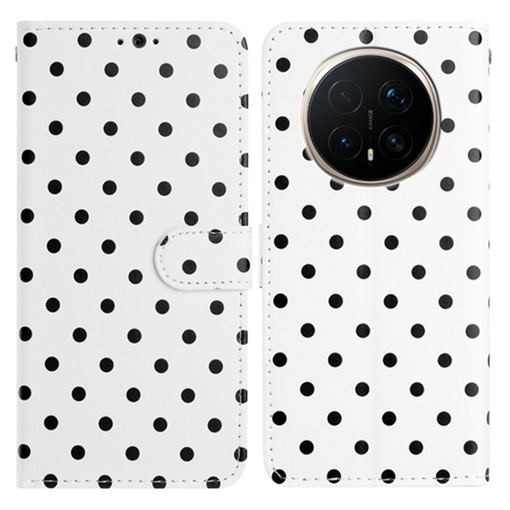 For Honor Magic8 Pro 5G Leather Case Polka Dot Pattern Wallet Stand Folio Phone Cover