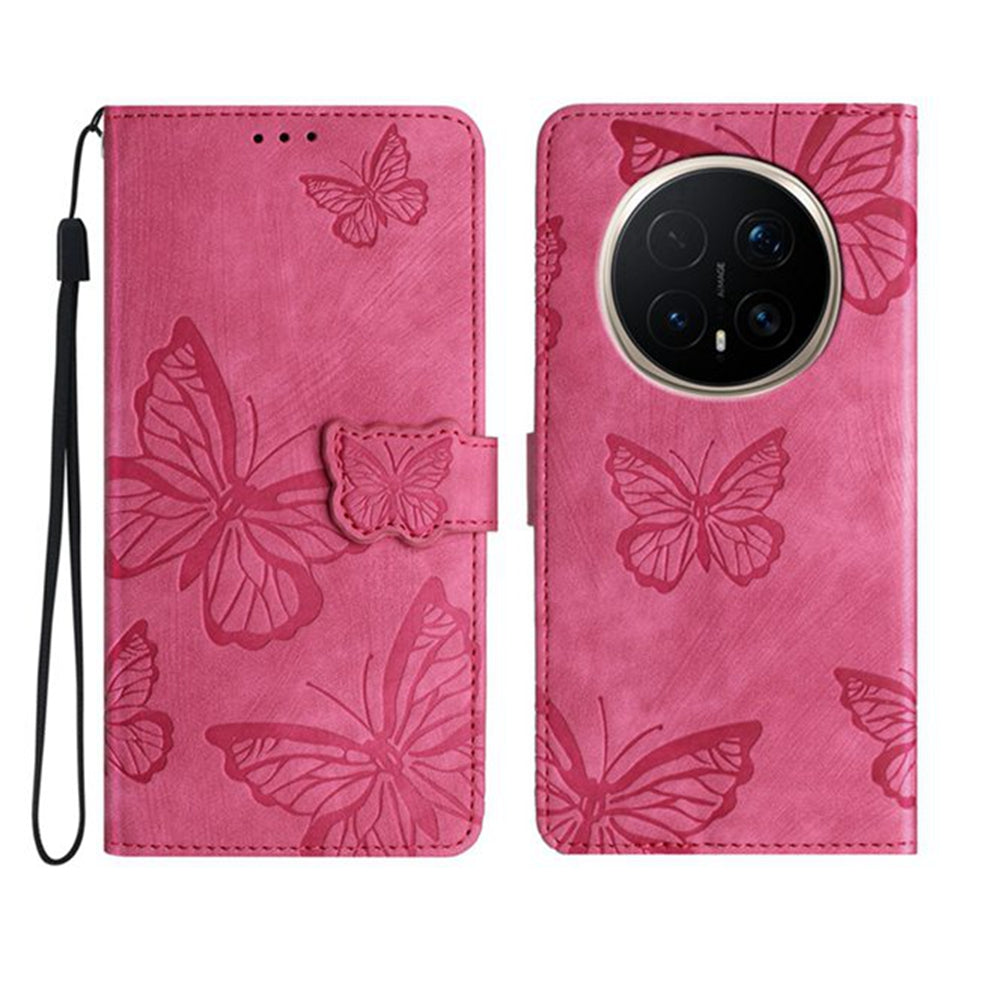 For Honor Magic8 Pro 5G Case Butterfly Design Flip Wallet Leather Phone Cover Skin-Touch