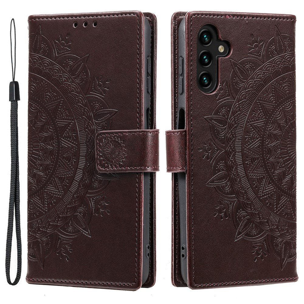 Samsung Galaxy S26+ Stativfodral Präglat Totem PU-läder Plånboksfodral med Handledsrem