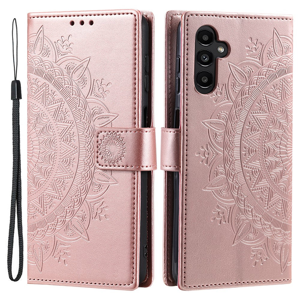 Samsung Galaxy S26+ Stativfodral Präglat Totem PU-läder Plånboksfodral med Handledsrem