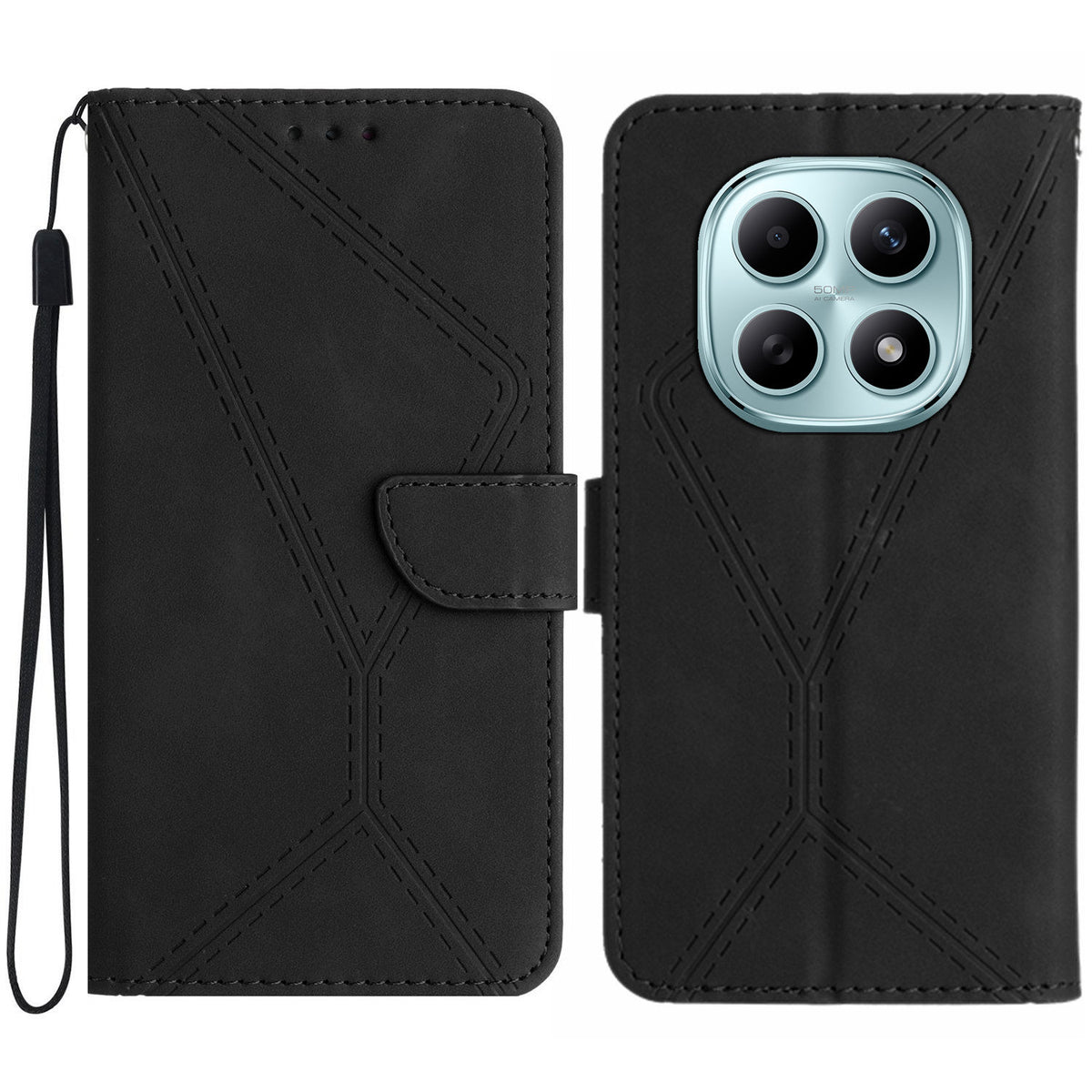 For Xiaomi Redmi Note 15 Pro 4G (Global) Case Skin Touch Lines Imprinted PU Leather Flip Phone Cover