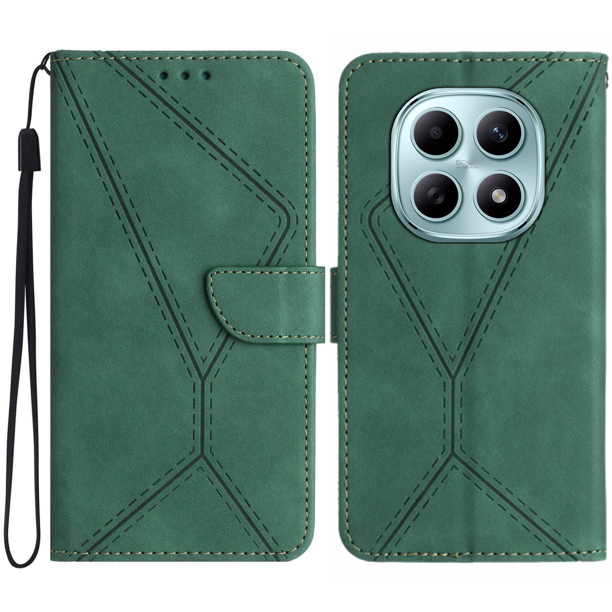 For Xiaomi Redmi Note 15 Pro 4G (Global) Case Skin Touch Lines Imprinted PU Leather Flip Phone Cover