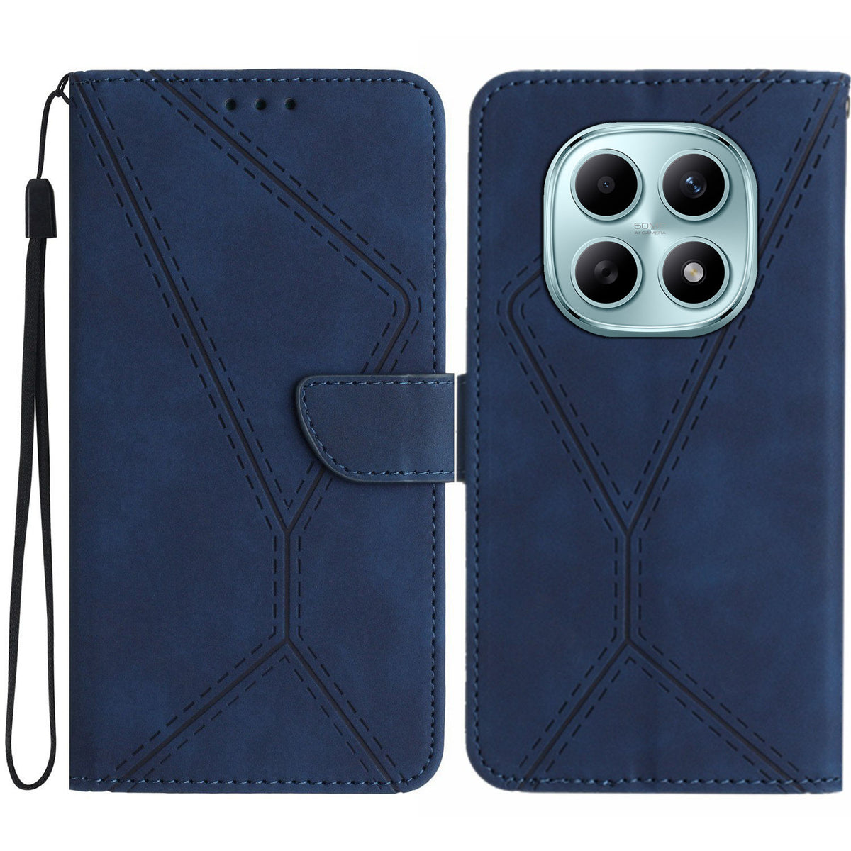 For Xiaomi Redmi Note 15 Pro 4G (Global) Case Skin Touch Lines Imprinted PU Leather Flip Phone Cover