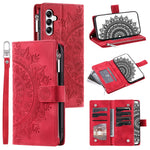 For Samsung Galaxy S26+ Wallet Case Mandala Flower Pattern PU Leather Phone Cover with Wrist Strap