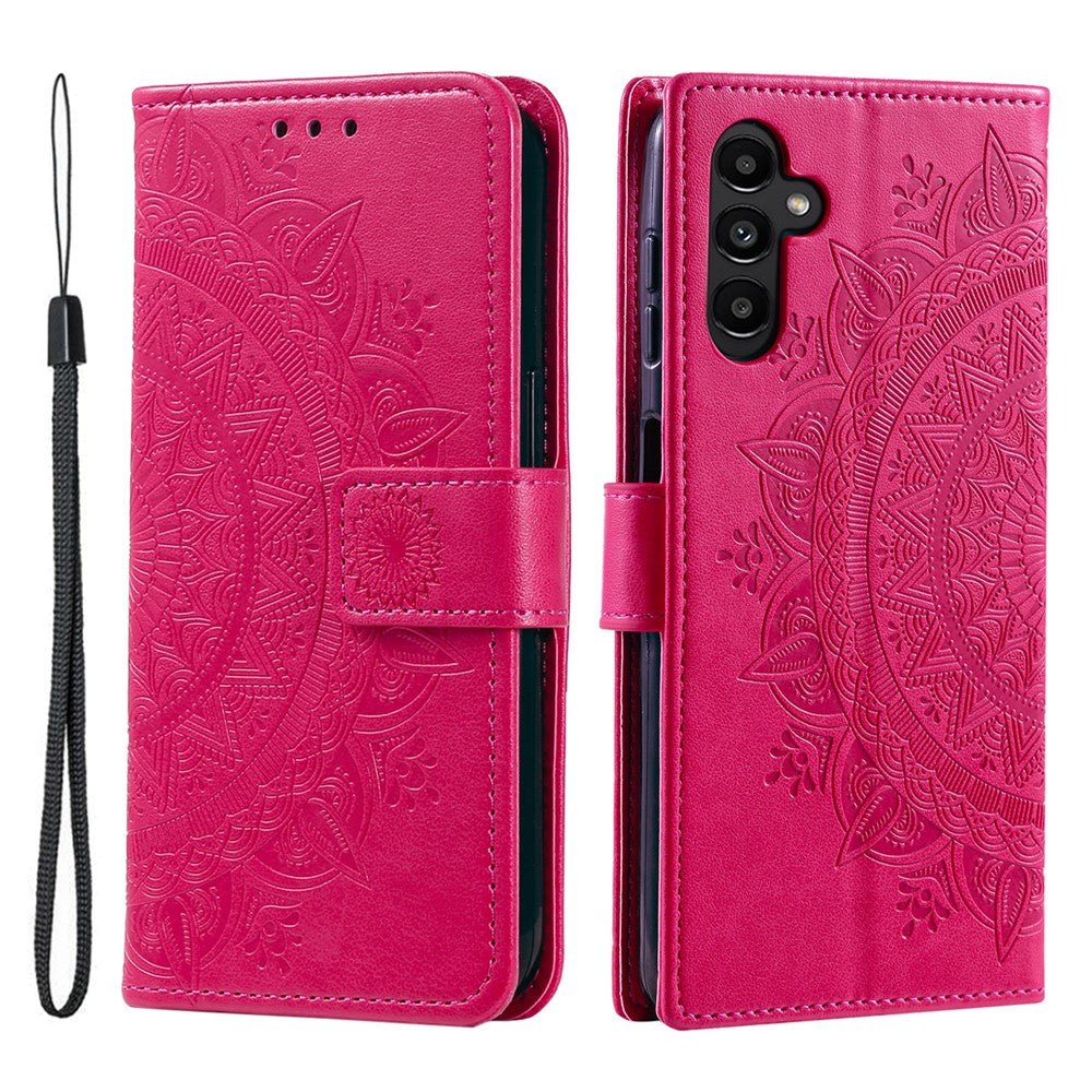 For Samsung Galaxy A57 5G Stand Case Imprinted Totem PU Leather Wallet Phone Cover with Wrist Strap