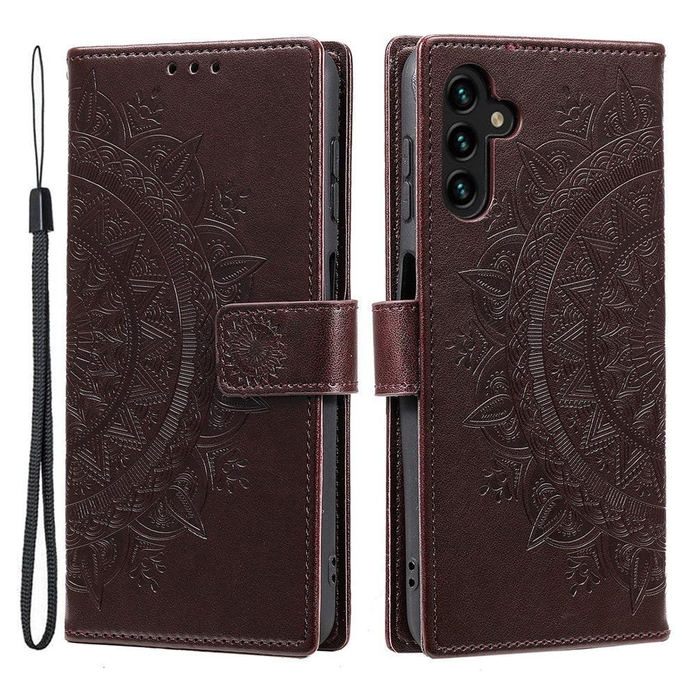 For Samsung Galaxy A57 5G Stand Case Imprinted Totem PU Leather Wallet Phone Cover with Wrist Strap