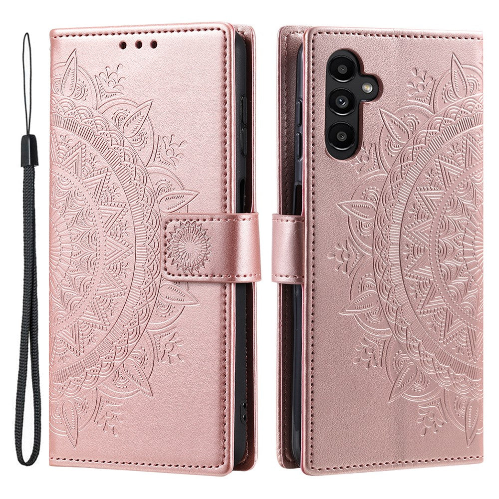 For Samsung Galaxy A57 5G Stand Case Imprinted Totem PU Leather Wallet Phone Cover with Wrist Strap