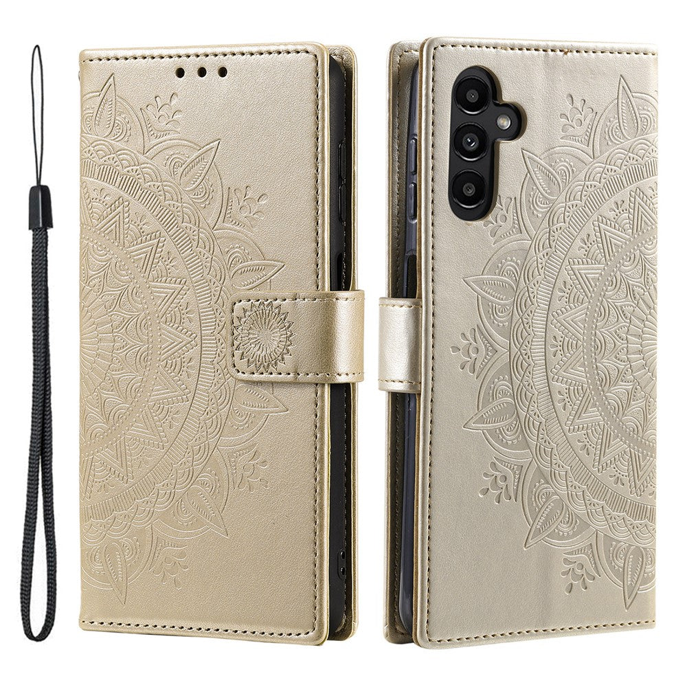 For Samsung Galaxy A57 5G Stand Case Imprinted Totem PU Leather Wallet Phone Cover with Wrist Strap