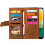 For Samsung Galaxy A57 5G Case 9 Card Slots Zipper Wallet PU Leather Phone Cover with Wrist Strap
