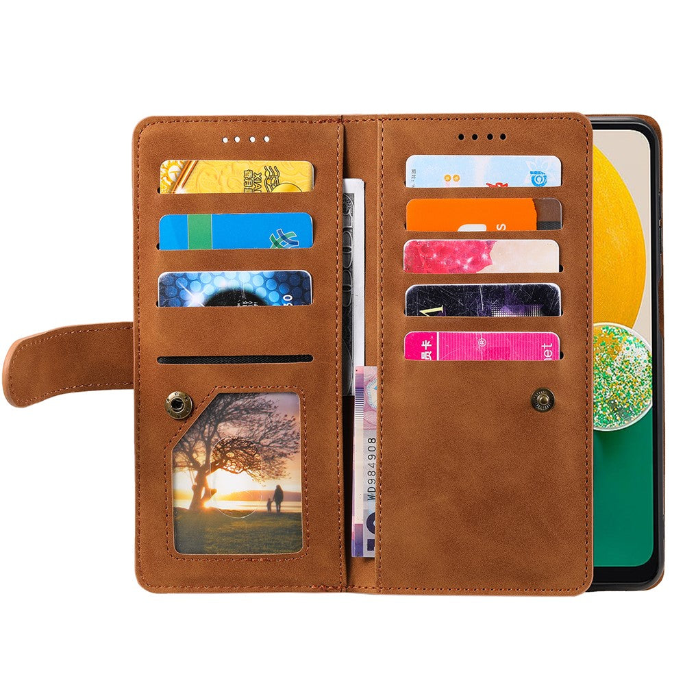 For Samsung Galaxy A57 5G Case 9 Card Slots Zipper Wallet PU Leather Phone Cover with Wrist Strap