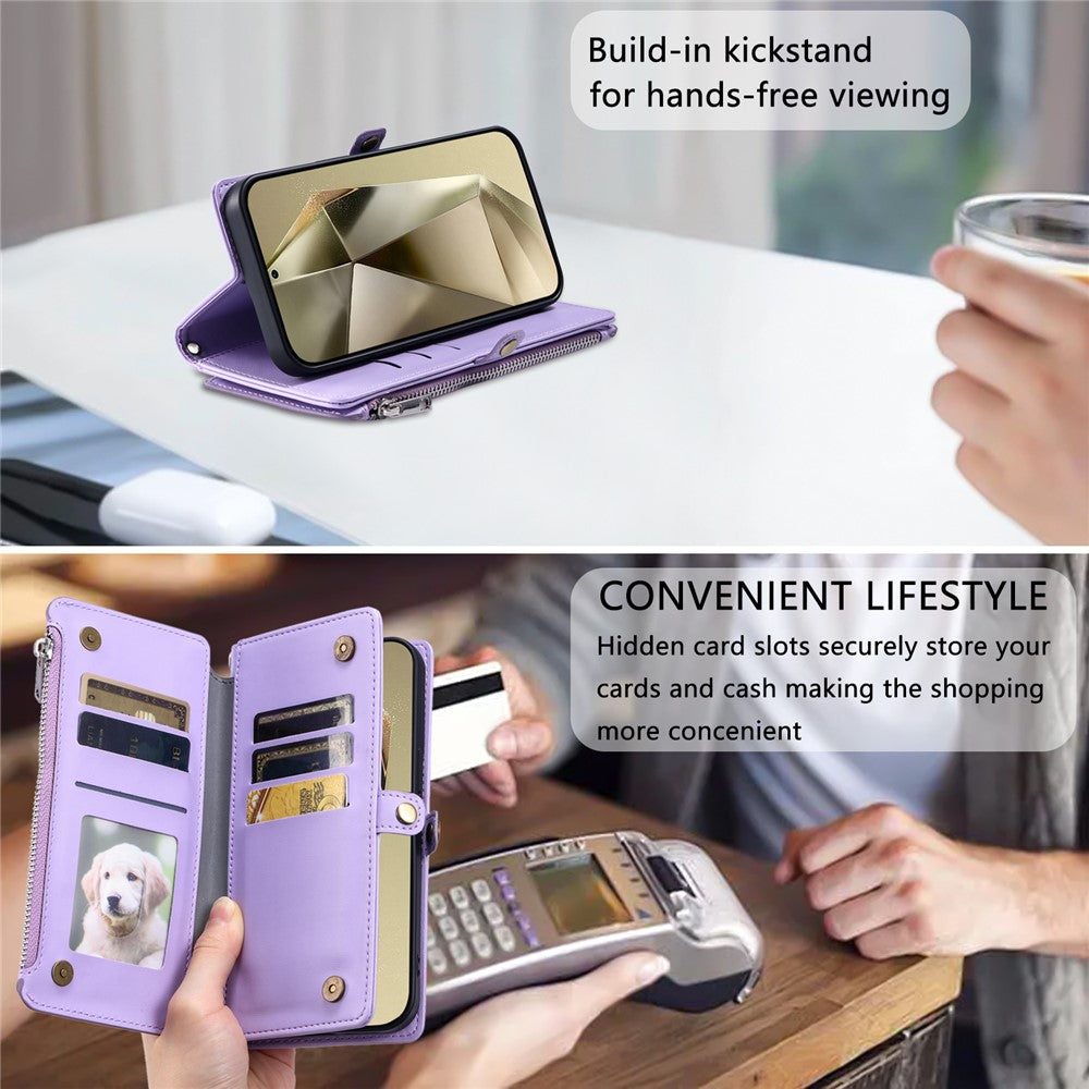 For Samsung Galaxy A57 5G Case TPU + PU Leather Wallet Phone Cover with Wrist Strap