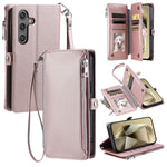 For Samsung Galaxy A57 5G Case TPU + PU Leather Wallet Phone Cover with Wrist Strap