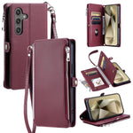 For Samsung Galaxy A57 5G Case TPU + PU Leather Wallet Phone Cover with Wrist Strap