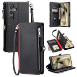 For Samsung Galaxy A57 5G Case TPU + PU Leather Wallet Phone Cover with Wrist Strap