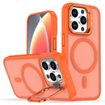 For iPhone 13 Pro Max Case Foldable Kickstand Matte PC + TPU Phone Cover Compatible with MagSafe