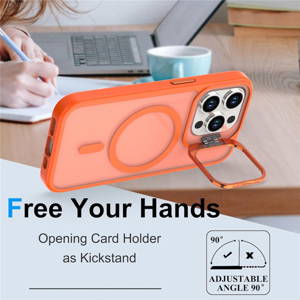 For iPhone 13 Pro Max Case Foldable Kickstand Matte PC + TPU Phone Cover Compatible with MagSafe