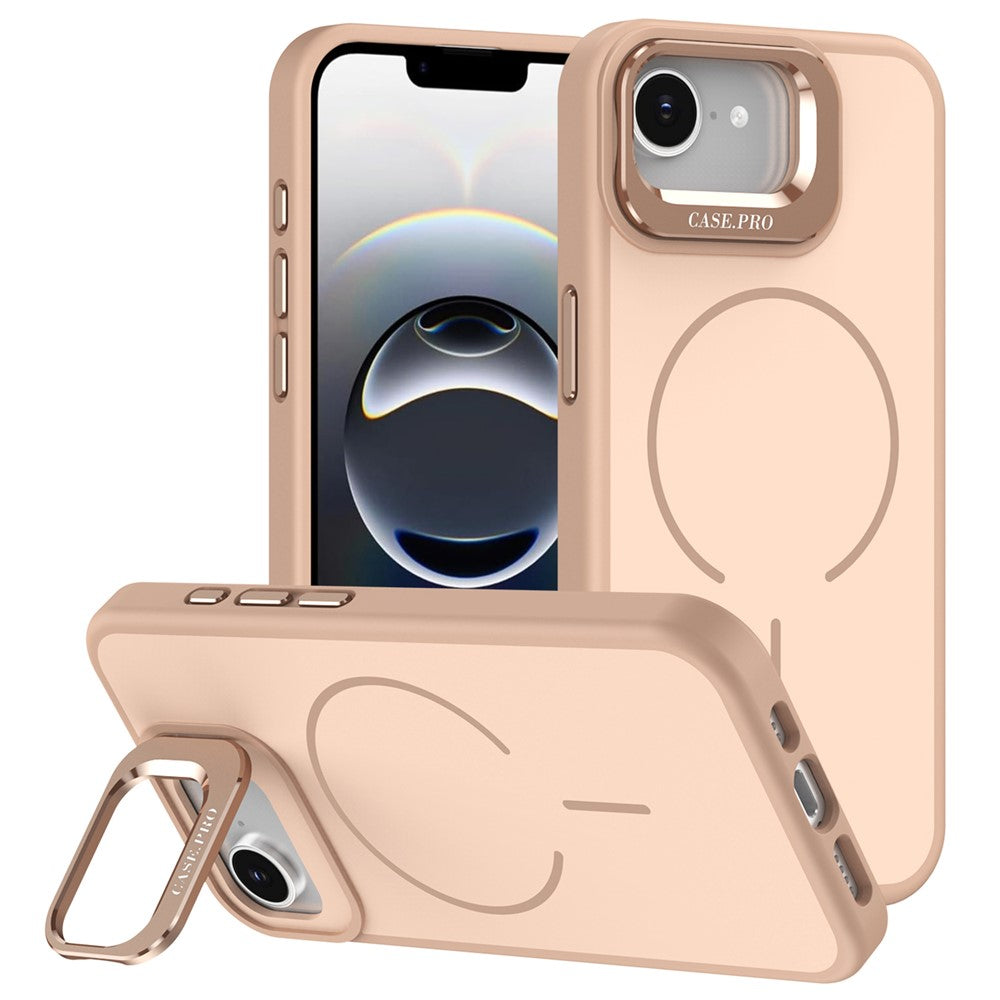 For iPhone 17th / 16th Case Compatible with MagSafe Skin-touch PC + TPU Phone Cover with Foldable Kickstand