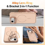 For iPhone 17th / 16th Case Compatible with MagSafe Skin-touch PC + TPU Phone Cover with Foldable Kickstand