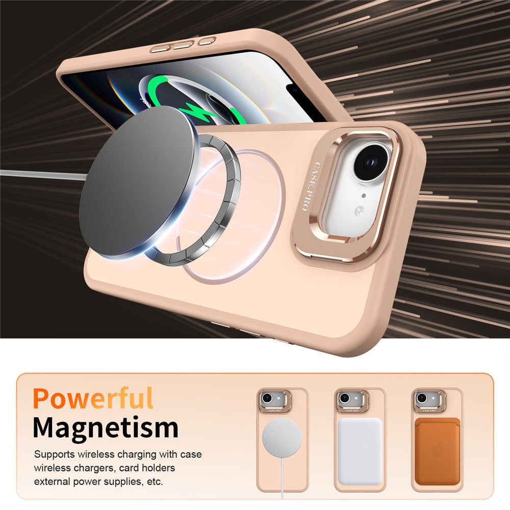 For iPhone 17th / 16th Case Compatible with MagSafe Skin-touch PC + TPU Phone Cover with Foldable Kickstand