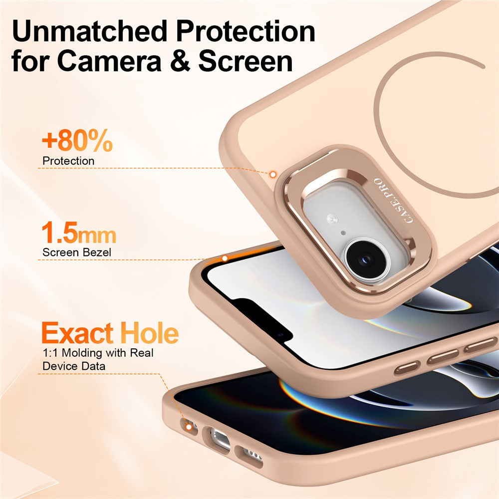 For iPhone 17th / 16th Case Compatible with MagSafe Skin-touch PC + TPU Phone Cover with Foldable Kickstand