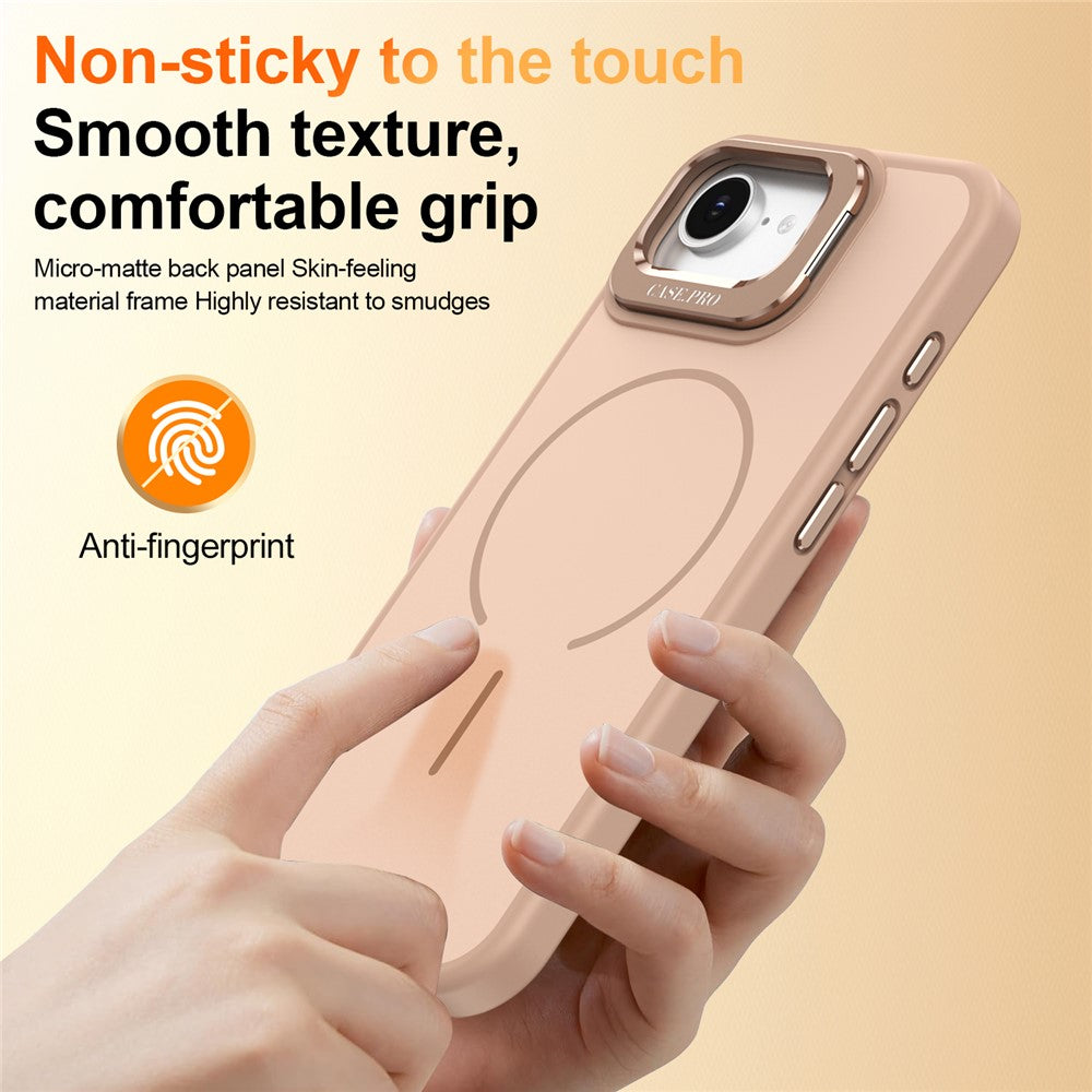 For iPhone 17th / 16th Case Compatible with MagSafe Skin-touch PC + TPU Phone Cover with Foldable Kickstand