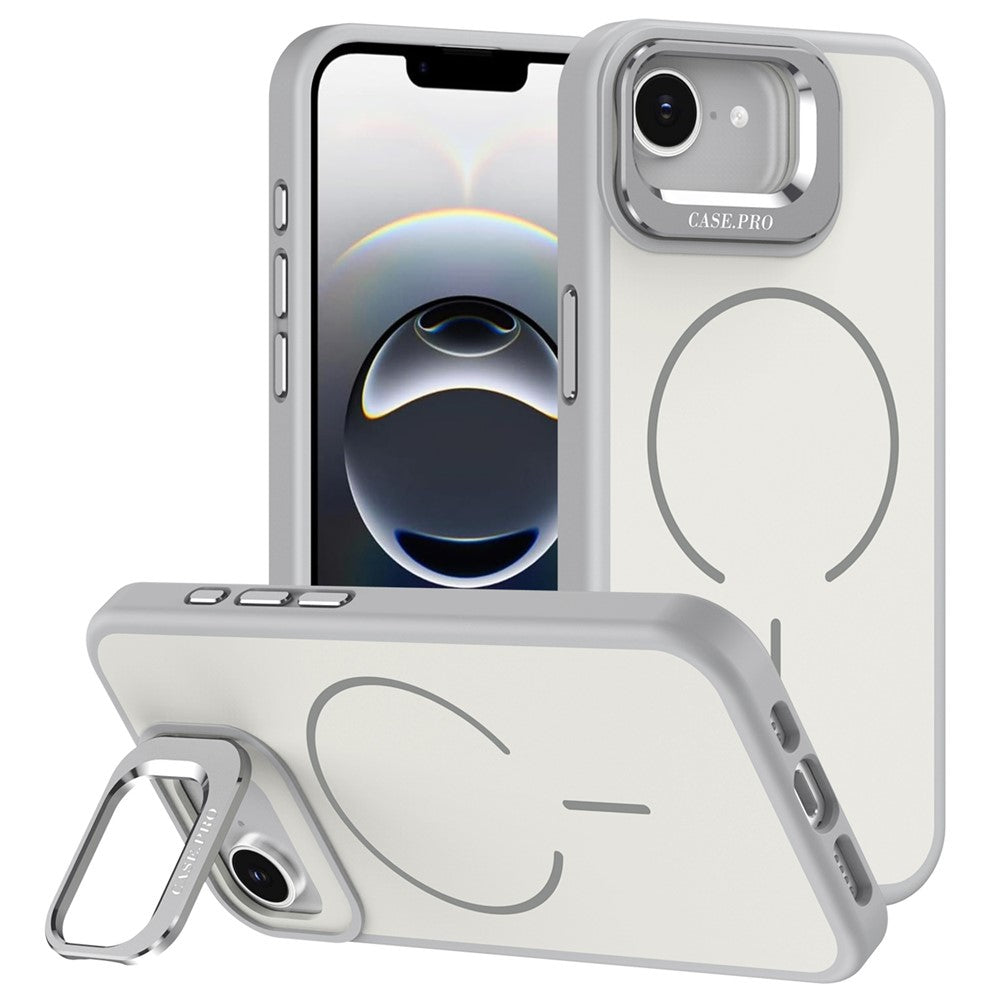 For iPhone 17th / 16th Case Compatible with MagSafe Skin-touch PC + TPU Phone Cover with Foldable Kickstand