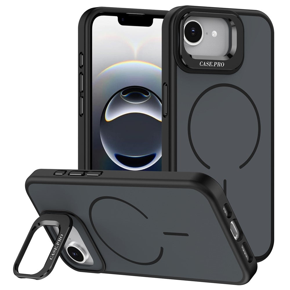 For iPhone 17th / 16th Case Compatible with MagSafe Skin-touch PC + TPU Phone Cover with Foldable Kickstand