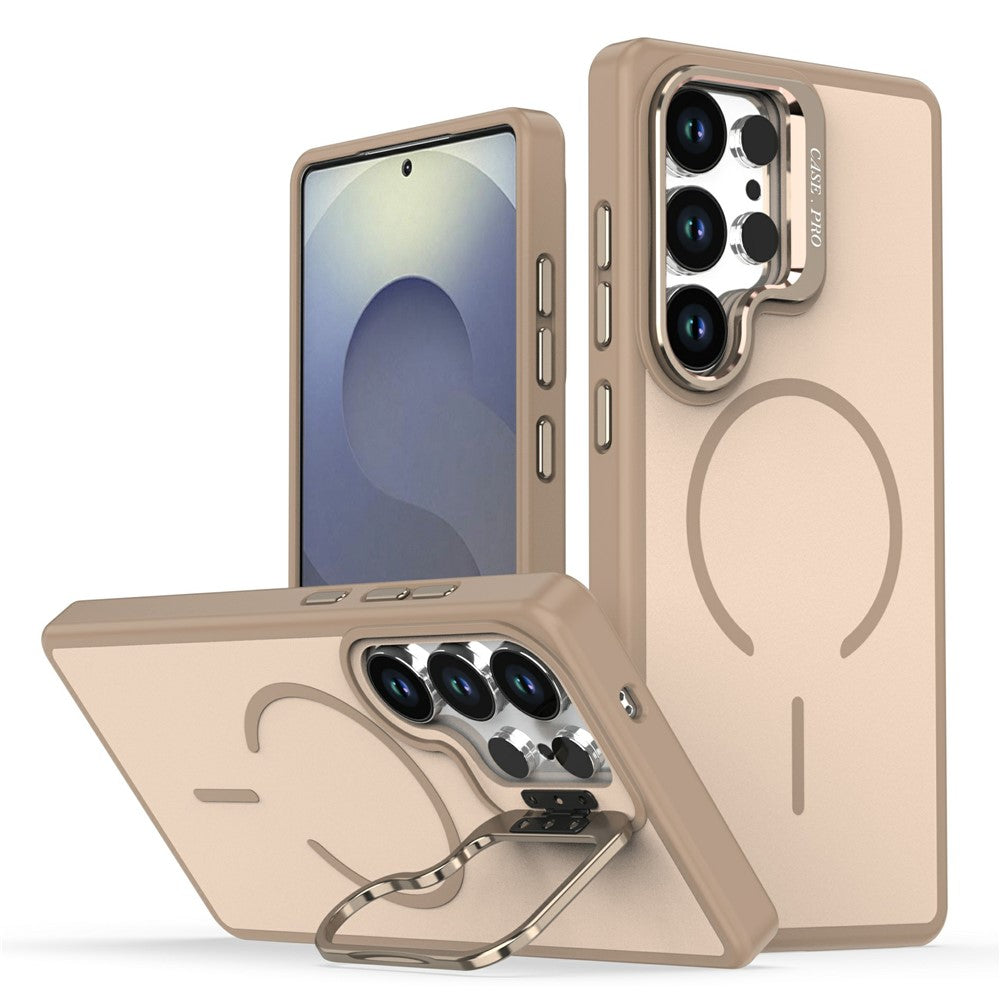 Samsung Galaxy S23 Ultra / S22 Ultra 5G Magnetiskt skal Skin-touch PC + TPU mobilskal med vikbart stativ