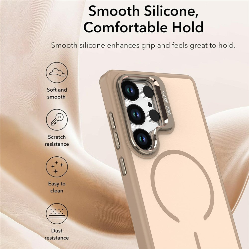 Samsung Galaxy S23 Ultra / S22 Ultra 5G Magnetiskt skal Skin-touch PC + TPU mobilskal med vikbart stativ