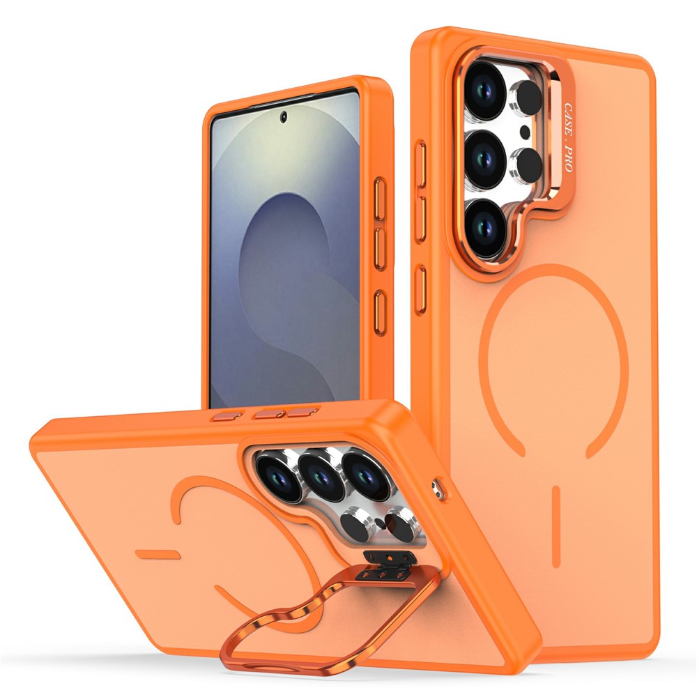 Samsung Galaxy S23 Ultra / S22 Ultra 5G Magnetiskt skal Skin-touch PC + TPU mobilskal med vikbart stativ