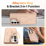 Samsung Galaxy S25+ / S24+-magnetetui i skin-touch-pc + TPU med foldbar støtte