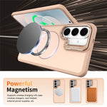 Samsung Galaxy S25+ / S24+-magnetetui i skin-touch-pc + TPU med foldbar støtte