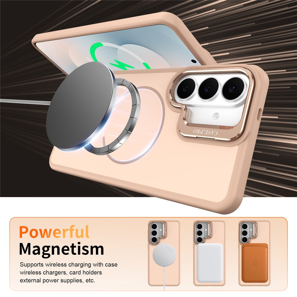 Samsung Galaxy S25+ / S24+-magnetetui i skin-touch-pc + TPU med foldbar støtte