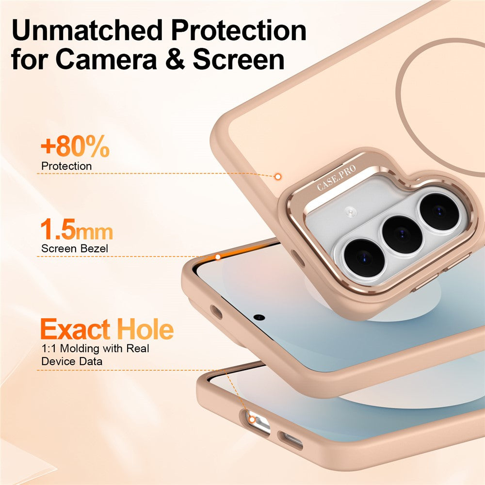 Samsung Galaxy S25+ / S24+-magnetetui i skin-touch-pc + TPU med foldbar støtte