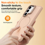 Samsung Galaxy S25+ / S24+-magnetetui i skin-touch-pc + TPU med foldbar støtte