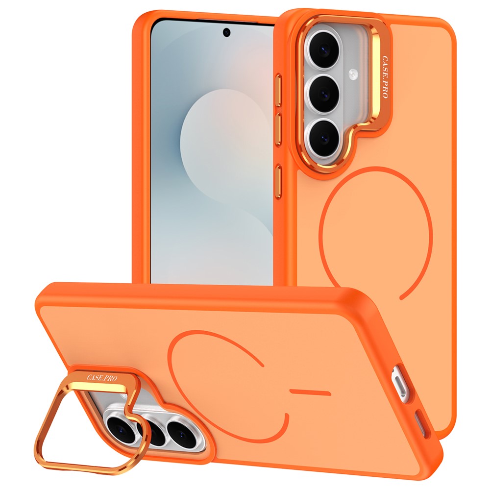 For Samsung Galaxy S25+ / S24+ Magnetic Case Skin-touch PC + TPU Phone Cover with Foldable Kickstand