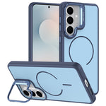 Samsung Galaxy S25+ / S24+-magnetetui i skin-touch-pc + TPU med foldbar støtte