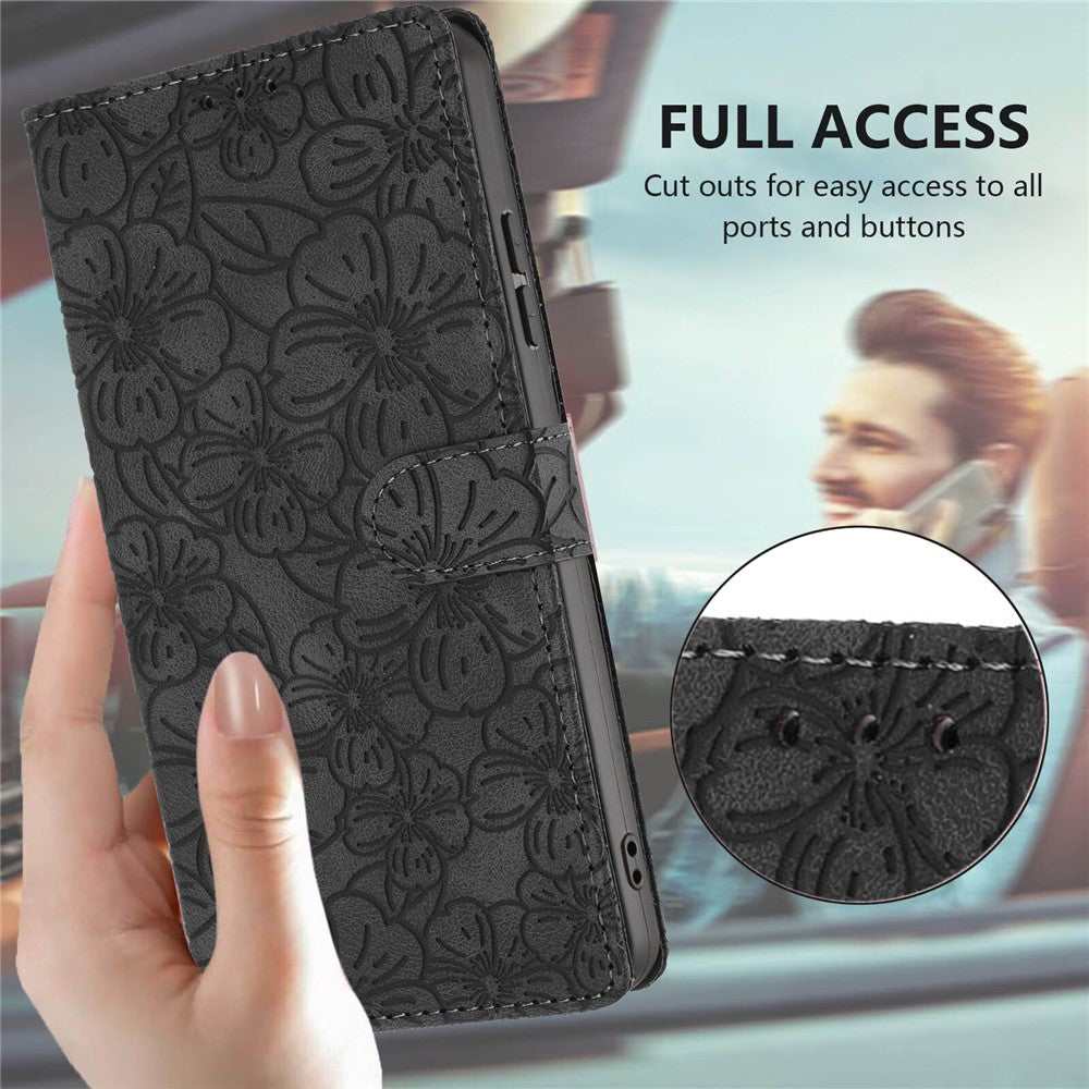 For Samsung Galaxy S26+ Flip Case Cherry Blossom Pattern Leather Wallet Stand Phone Cover with Wrist Strap