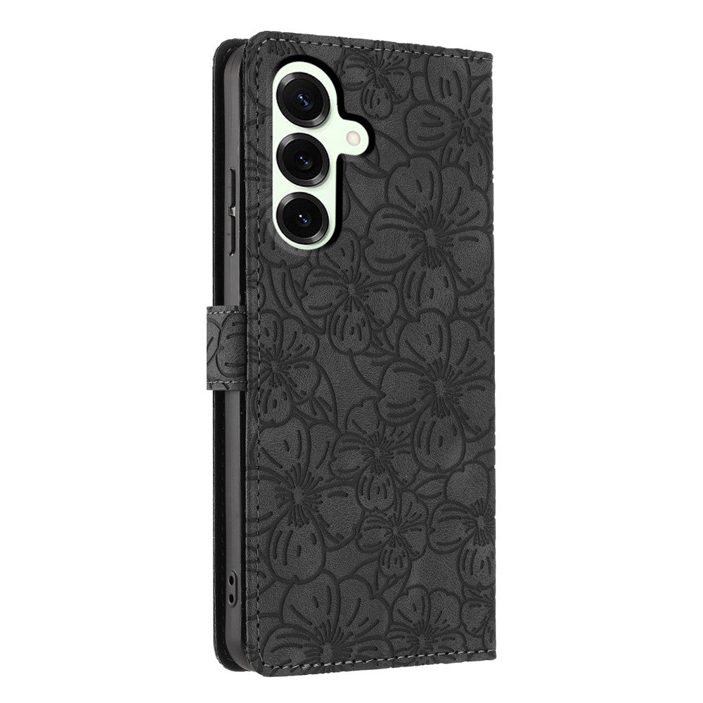 For Samsung Galaxy S26+ Flip Case Cherry Blossom Pattern Leather Wallet Stand Phone Cover with Wrist Strap