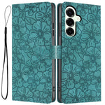 For Samsung Galaxy S26+ Flip Case Cherry Blossom Pattern Leather Wallet Stand Phone Cover with Wrist Strap