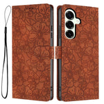 For Samsung Galaxy S26+ Flip Case Cherry Blossom Pattern Leather Wallet Stand Phone Cover with Wrist Strap