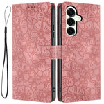 For Samsung Galaxy S26+ Flip Case Cherry Blossom Pattern Leather Wallet Stand Phone Cover with Wrist Strap