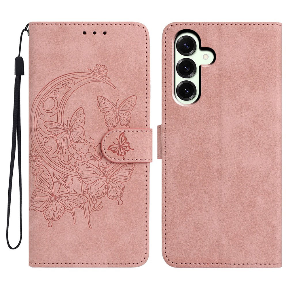 Til Samsung Galaxy A57 5G Etui Sommerfugl Blomst Trykt PU Læder Pung Stativ Telefoncover