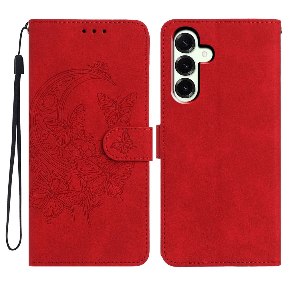 Til Samsung Galaxy A57 5G Etui Sommerfugl Blomst Trykt PU Læder Pung Stativ Telefoncover