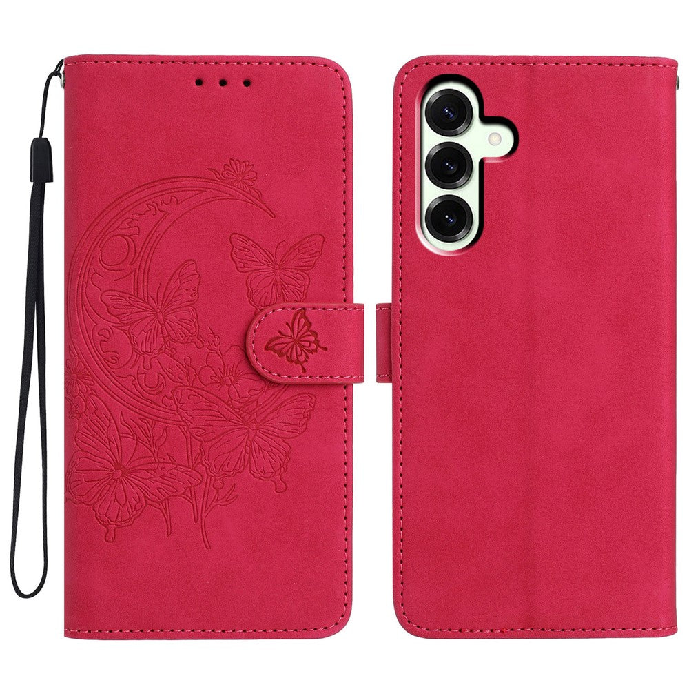 Til Samsung Galaxy A57 5G Etui Sommerfugl Blomst Trykt PU Læder Pung Stativ Telefoncover
