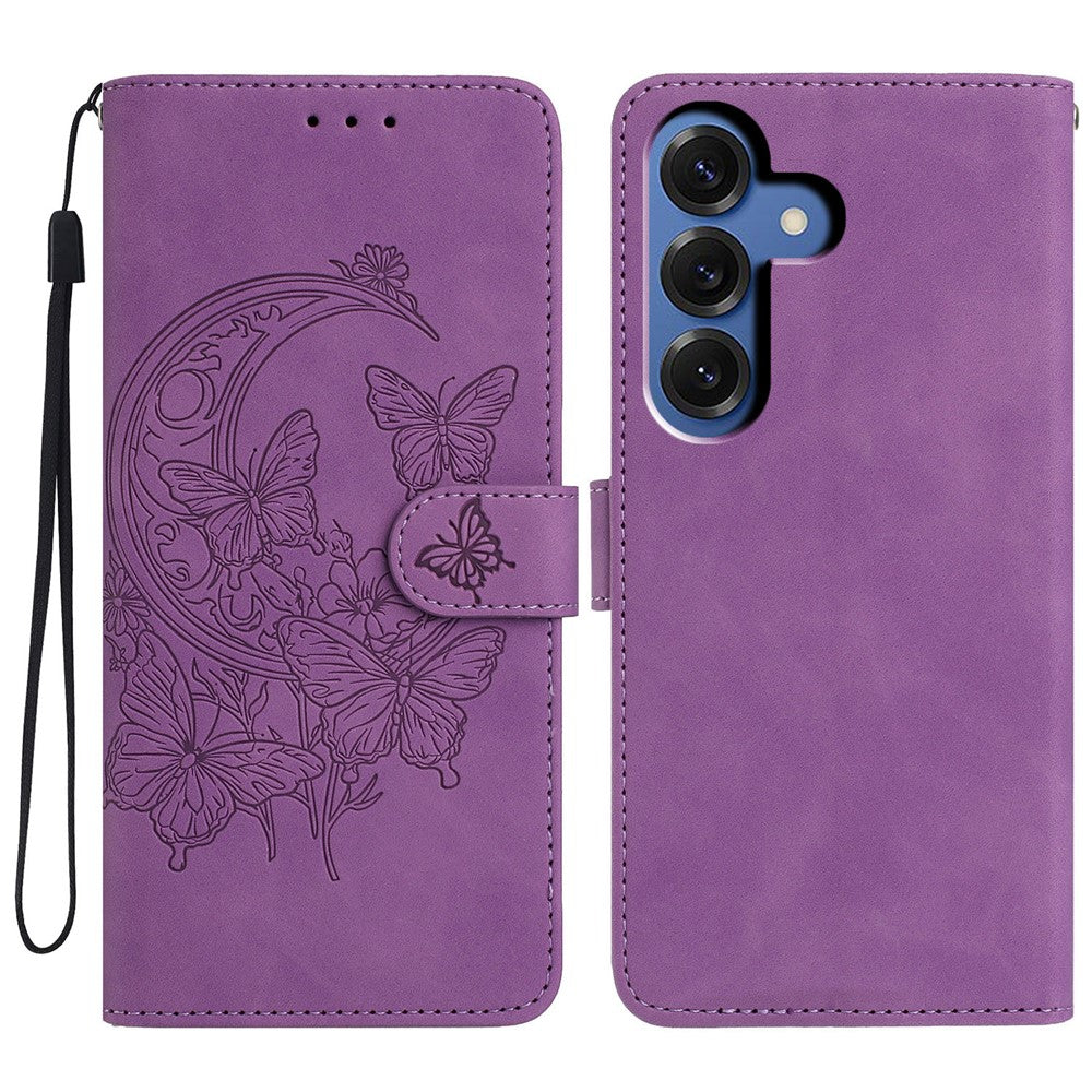 For Samsung Galaxy S26+ Case Butterfly Flower Imprinted PU Leather Wallet Stand Phone Cover