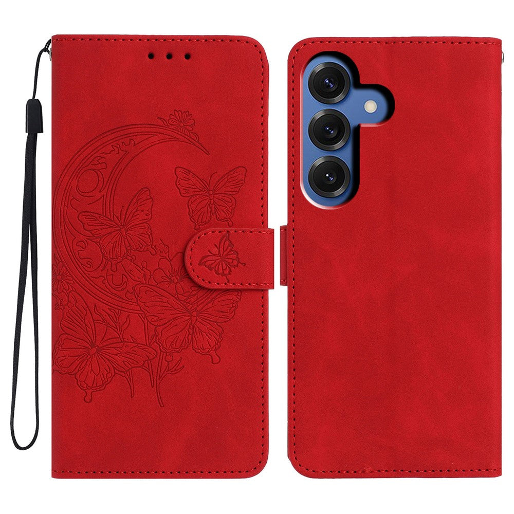 For Samsung Galaxy S26+ Case Butterfly Flower Imprinted PU Leather Wallet Stand Phone Cover